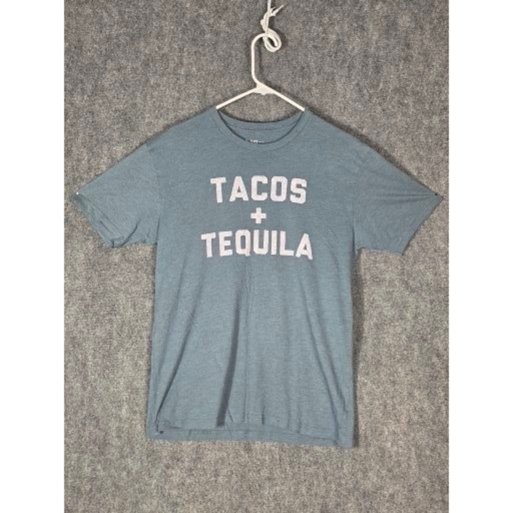 Big Beat Dallas Tacos Tequila Bar Manzanilla Graphic T-Shirt Mens Sz L Blue Gray